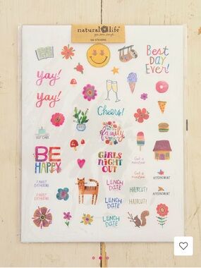 NATURAL LIFE Bright Floral & Fun Sticker Sheet - Pink, Yellow, Blue, Orange